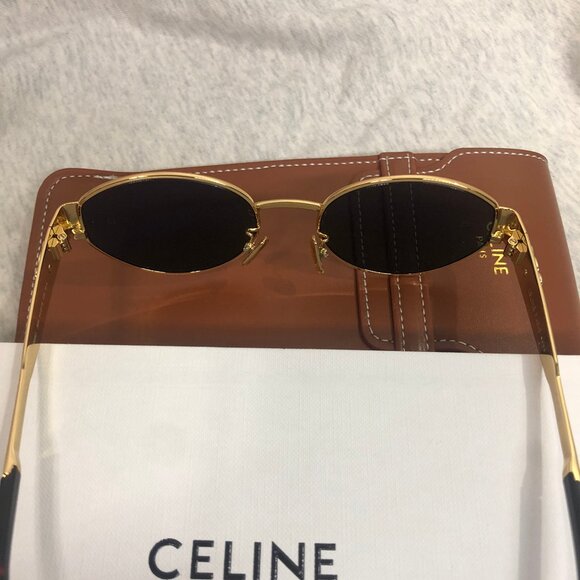 Celine Triomphe Metal Sunglasses in Metal Gold / Green - Picture 5 of 7